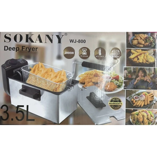 Φριτέζα Λαδιού με Αποσπώμενο Κάδο 3.5lt Sokany WS-800 Ασημί