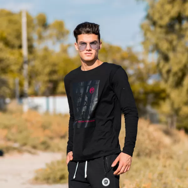 ΑΝΔΡΙΚΗ ΜΠΛΟΥΖΑ T-SHIRT ΜΑΚΡΥ ΜΑΝΙΚΙ MOHICANS FT-011 ΜΑΥΡΟ