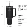 Παγούρι Stanley Quencher H2.0 Flowstate Tumbler 40 OZ 1.18L 70362-1 Μαύρο 