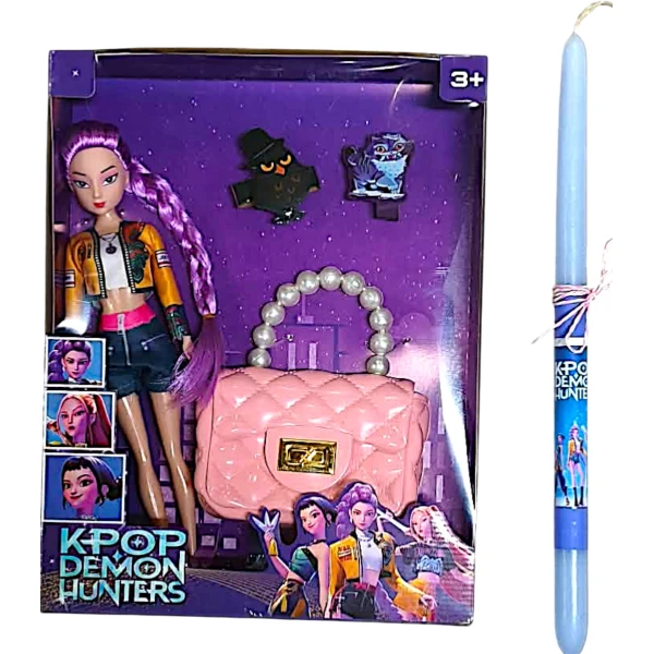 Πασχαλινή Λαμπάδα Κούκλα Φιγούρα K-pop Demon Hunters Rumi 35cm με τσάντα Ροζ L26-51403-1