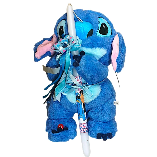 Πασχαλινή Λαμπάδα Λούτρινο Lilo & Stitch 3 σε 1 που αναπνέει μουσική και κουνάει τα αυτιά 40cm L26-202 Μπλε