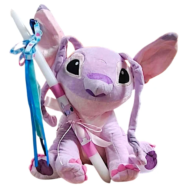 Πασχαλινή λαμπάδα Mohicans με Λούτρινο Disney 40cm Lilo & Stitch Leroy L126 Ροζ