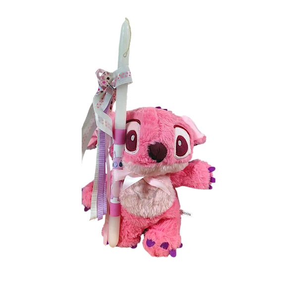 Πασχαλινή λαμπάδα Mohicans με Λούτρινο Disney Stitch που Αναπνέει Κανονικά 30cm L125 Ροζ