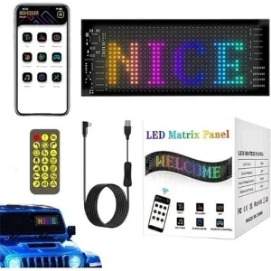 Εύκαμπτη LED Οθόνη Πάνελ Αυτοκινήτου Προσαρμοσμένου Κειμένου και Κινούμενης Εικόνας 16x32 pixel 5v 70x173mm με Bluetooth και Τηλεχειρισμό JN-2853-106 RGB