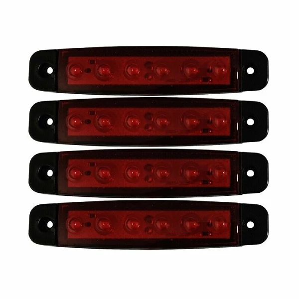 Φώτα Όγκου Φορτηγού 6LED 12-24V 4τμχ με σετ βιδών JN-2853-91 Κόκκινο