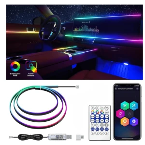 Διακοσμητικός Φωτισμός LED RGB 110cm Καμπίνας Αυτοκινήτου USB με τηλεχειριστήριο HW-0401