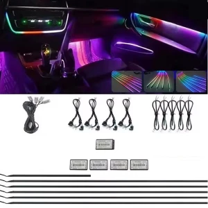 Ατμοσφαρικά φώτα εσωτερικού αυτοκινήτου RGB LED με φωνητική λειτουργία 14 σε 1 HW-0411