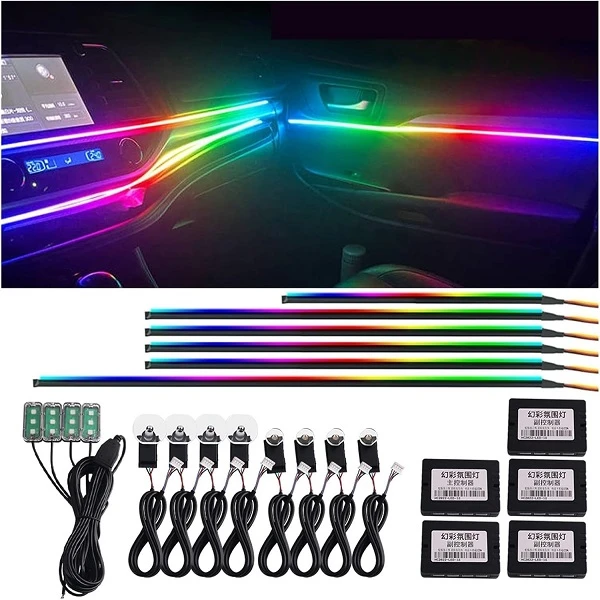 Ατμοσφαρικά φώτα εσωτερικού αυτοκινήτου RGB LED 18 σε 1 HW-0412
