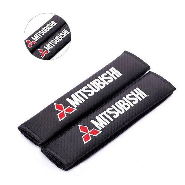 Μαξιλαράκια Ζώνης Αυτοκινήτου Carbon 23x6cm 2τμχ MITSUBISHI HW-0414