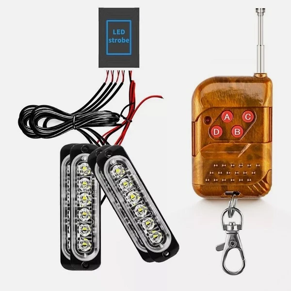 Φώτα 24 LED μπροστινής μάσκας αυτοκινήτου 4 τεμαχίων με τηλεχειρισμό HW-0421Πορτοκαλί Amber