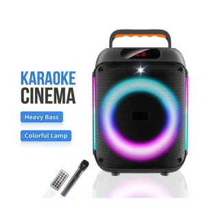 Ασύρματο ηχείο Karaoke Partybox Bluetooth 10W 8" με ασύρματο μικρόφωνο, τηλεχειριστήριο και πολύχρωμο φωτισμό GY-8010