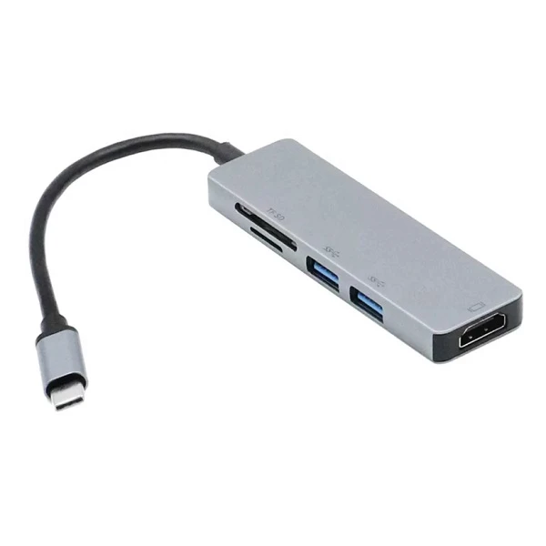 Μετατροπέας 5 σε 1 Type-C Σε HDMI Με 2 Θύρες USB-3.0 και Αναγνώστη Καρτών TF/SD A-010