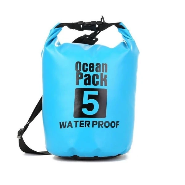Αδιάβροχο στεγανό σακίδιο θαλάσσης 5L CF-5L Γαλάζιο/Πορτοκαλί