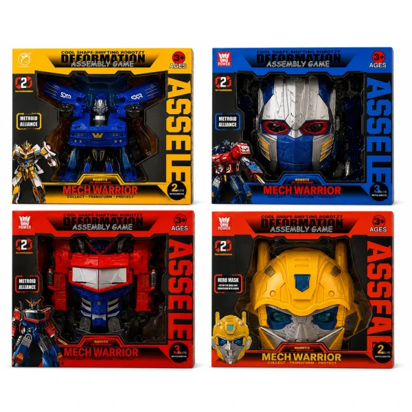 Σετ Παιχνίδι Transformers 4 σε 1 Mech Warrior με 2 Μάσκες και 2 Φιγούρες 908-23B