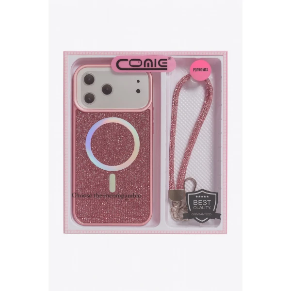 Θήκη MagSafe Glitter με Λουράκι για iPhone 17 Pro Max IP17PROMAXTPCPC3 Ροζ