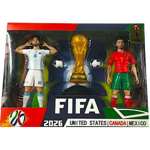 Σετ 3 Φιγούρες Δράσης Ποδοσφαιριστή Messi No10 Cristiano Ronaldo Νο7 με Μπάλα 20cm και παγκόσμιο κύπελο FIFA 2026 51511-1