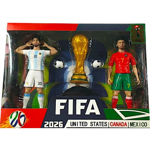 Σετ 3 Φιγούρες Δράσης Ποδοσφαιριστή Messi No10 Cristiano Ronaldo Νο7 με Μπάλα 20cm και παγκόσμιο κύπελο FIFA 2026 51511-1