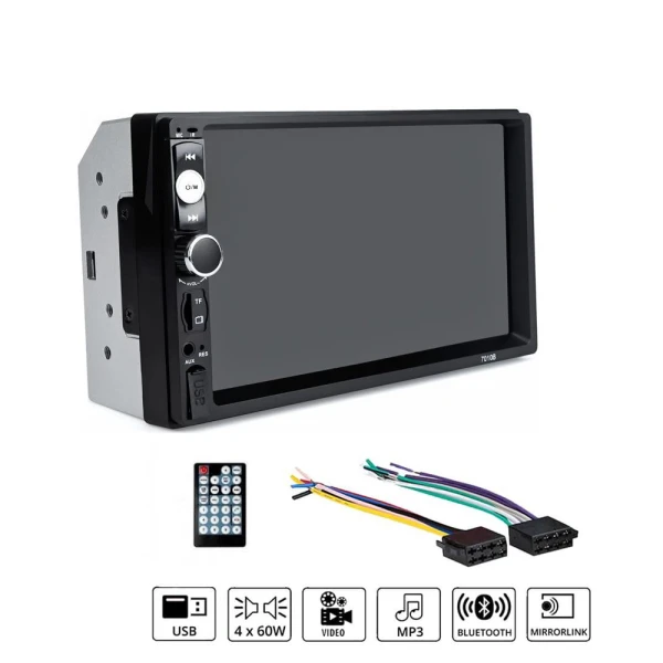 Ηχοσύστημα Αυτοκινήτου 2 DIN Bluetooth, USB, AUX, FM με Οθόνη Αφής 7" 12V 4x60W 7010B