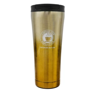 Ποτήρι Θερμός με Καπάκι Ασφαλείας 500ml JB-1715 Χρυσό - Ασημί