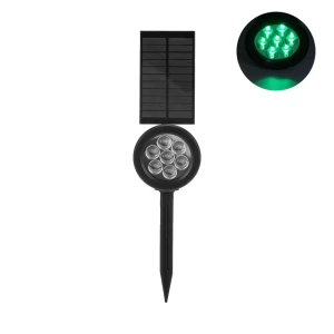 LED Αδιάβροχο Ηλιακό Καρφωτό Φωτιστικό 7 SMD με Πράσινο Φωτισμό και Ενσωματωμένο Πάνελ PM-0109
