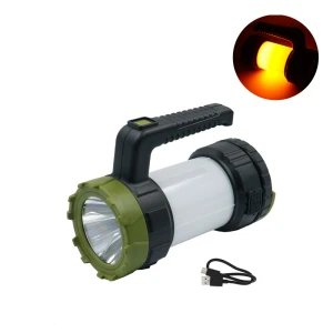 LED Επαναφορτιζόμενος Ηλιακός Φακός Ψυχρό Λευκό - Πορτοκαλί με 5 Λειτουργίες Φωτισμού BL-T8558 Μαύρος