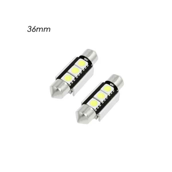 Σετ LED Πλαφονιέρας C5W Canbus 36mm 12V 3 SMD Ψυχρό Λευκό 6000K 2τμχ