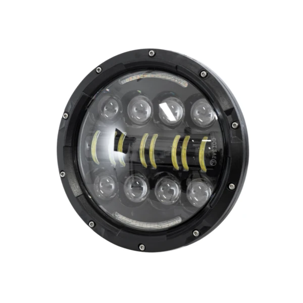 LED Στρογγυλός Αδιάβροχος Προβολέας Αυτοκινήτου 7'' 40W 12-24V με Βύσμα H4 Ψυχρό Λευκό - Πορτοκαλί