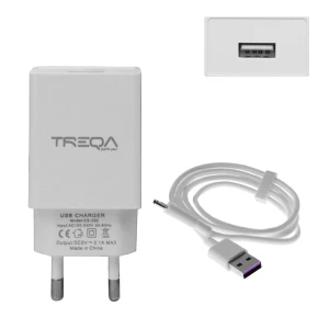 Φορτιστής Ταχείας Φόρτισης με 1 Θύρα USB 3.1A και Καλώδιο USB Type-C 1m Treqa CS-232 Λευκό