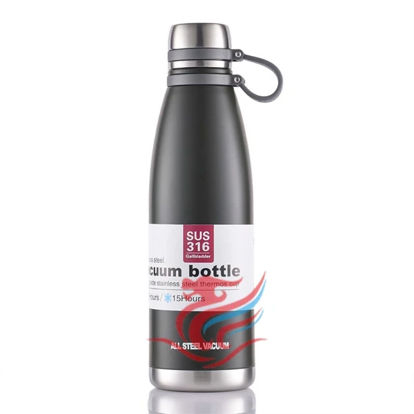 Μπουκάλι Θερμός με Ιμάντα Μεταφοράς 600ml JB-6063 Μαύρο