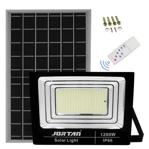 Led Αδιάβροχος Ηλιακός Προβολέας 1200W 76800LM με Πάνελ και Τηλεχειριστήριο Jortan JT-BJ1200W