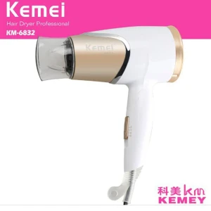 Πιστολάκι Μαλλιών Ταξιδιού 1800W Kemei KM-6832 Λευκό-Χρυσό