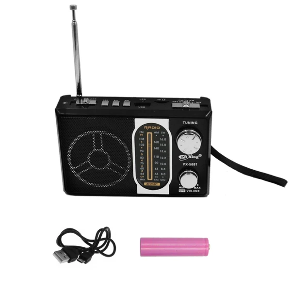 Φορητό Ασύρματο Ηχείο Bluetooth FM/USB/TF με Φακό PX-58BT Μαύρο