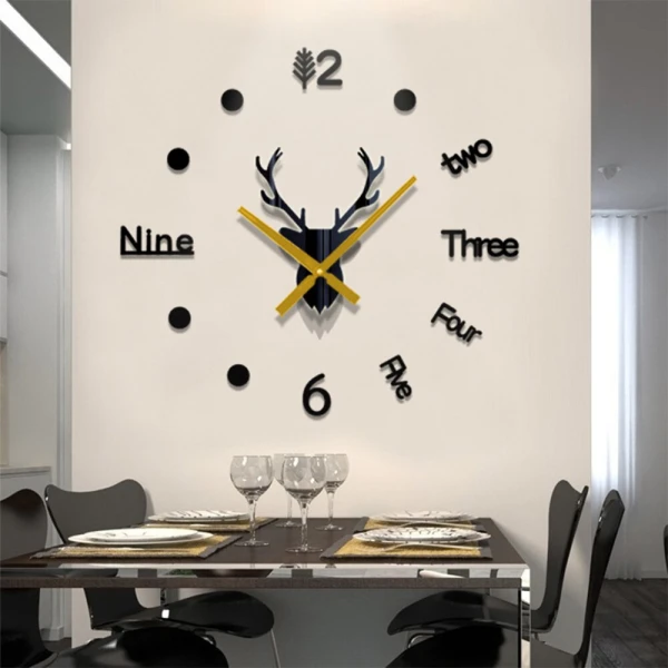 Ρολόι Τοίχου Αυτοκόλλητο 3D DIY 60-110cm ZH205110 Μαύρο