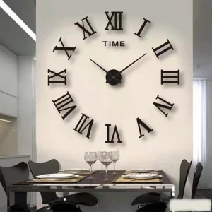 Ρολόι Τοίχου Αυτοκόλλητο 3D DIY 40-50cm ZH01920 Μαύρο