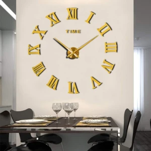 Ρολόι Τοίχου Αυτοκόλλητο 3D DIY 40-50cm ZH01920 Χρυσό
