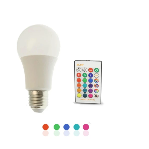 LED Λάμπα E27 5W 220V 450LM RGBW με Ασύρματο Χειριστήριο RZ-0063