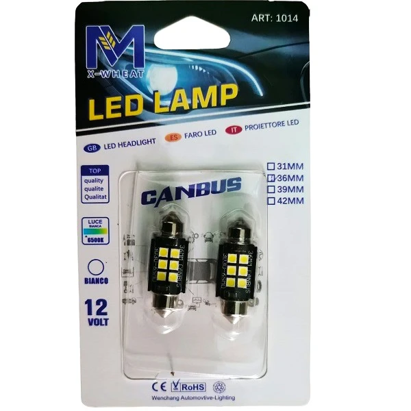Σετ Λάμπα Αυτοκινήτου Canbus 6SMD LED 6500K 12v Ψυχρό Λευκό 36mm 2τμχ. w09153-1