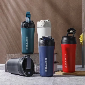Θερμός - ποτήρι με καλαμάκι 400ml JB-4020 Μαύρο/Μπλε/Κόκκινο/Πράσινο/Λευκό
