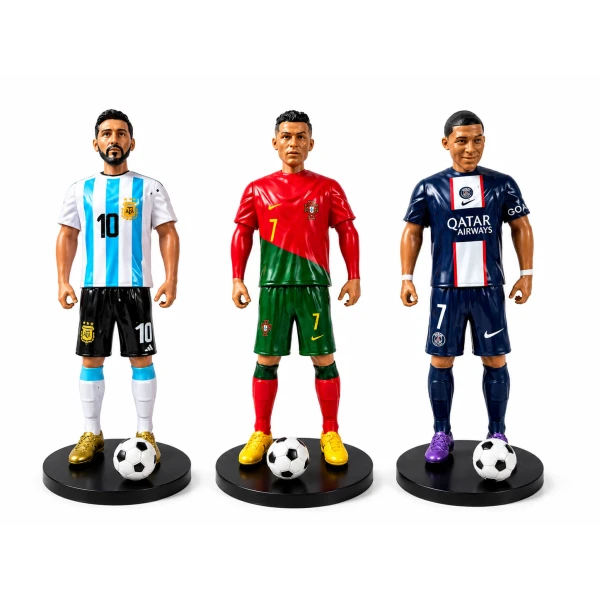 Σετ 3 Φιγούρες Δράσης Ποδοσφαιριστές Lionel Messi Cristiano Ronaldo Kylian Mbappe 30cm 50614-SET