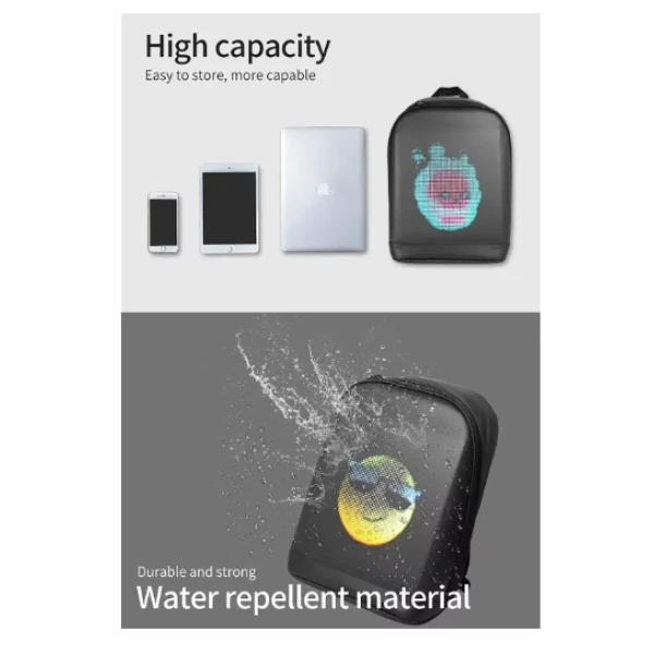 Smart LED σχολικό σακίδιο πλάτης για παιδιά, σακίδιο πλάτης Laptop, Χριστουγεννιάτικο δώρο για παιδιά R11 Μαύρο